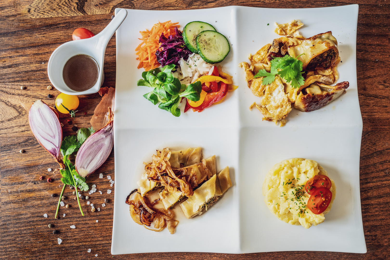...die hausgemachten Maultaschen in verschiedenen Variationen – gekocht von der Chefin persönlich..